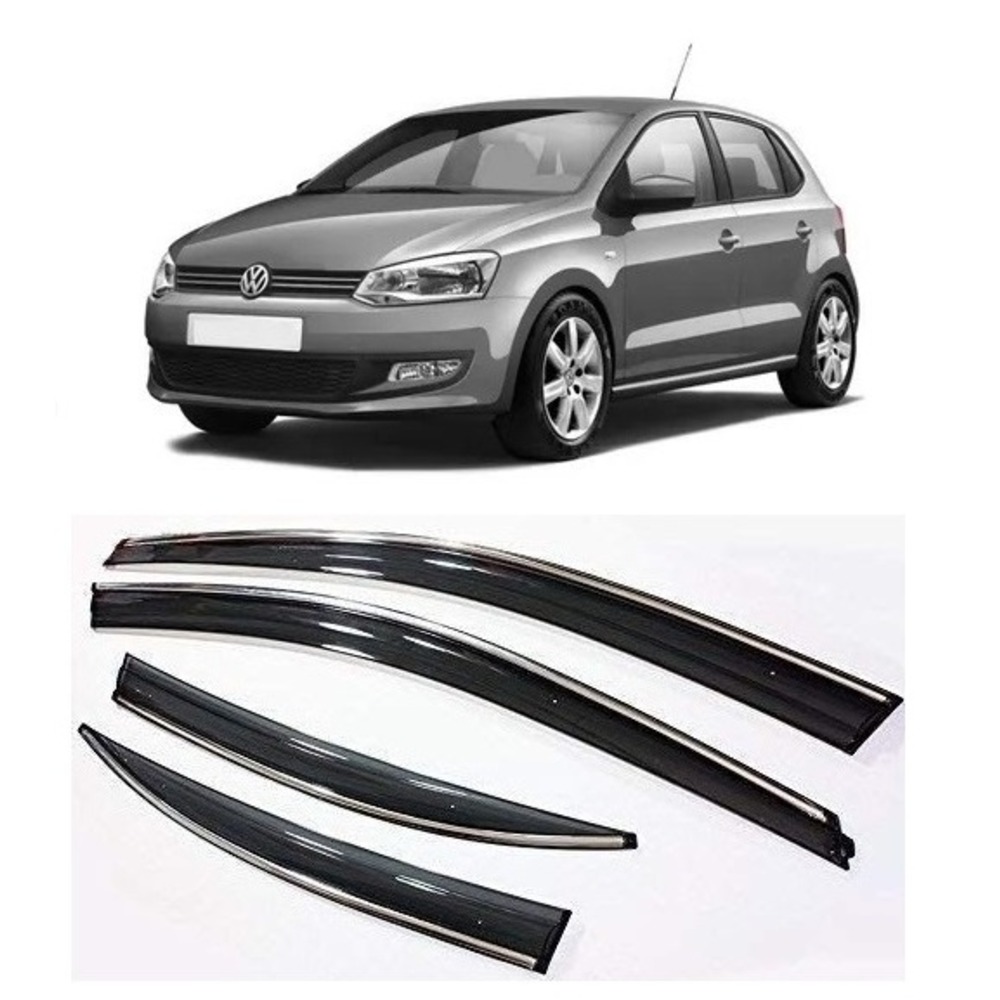 rain window door visor wind deflectors and sunshield protectors  For Polo - black